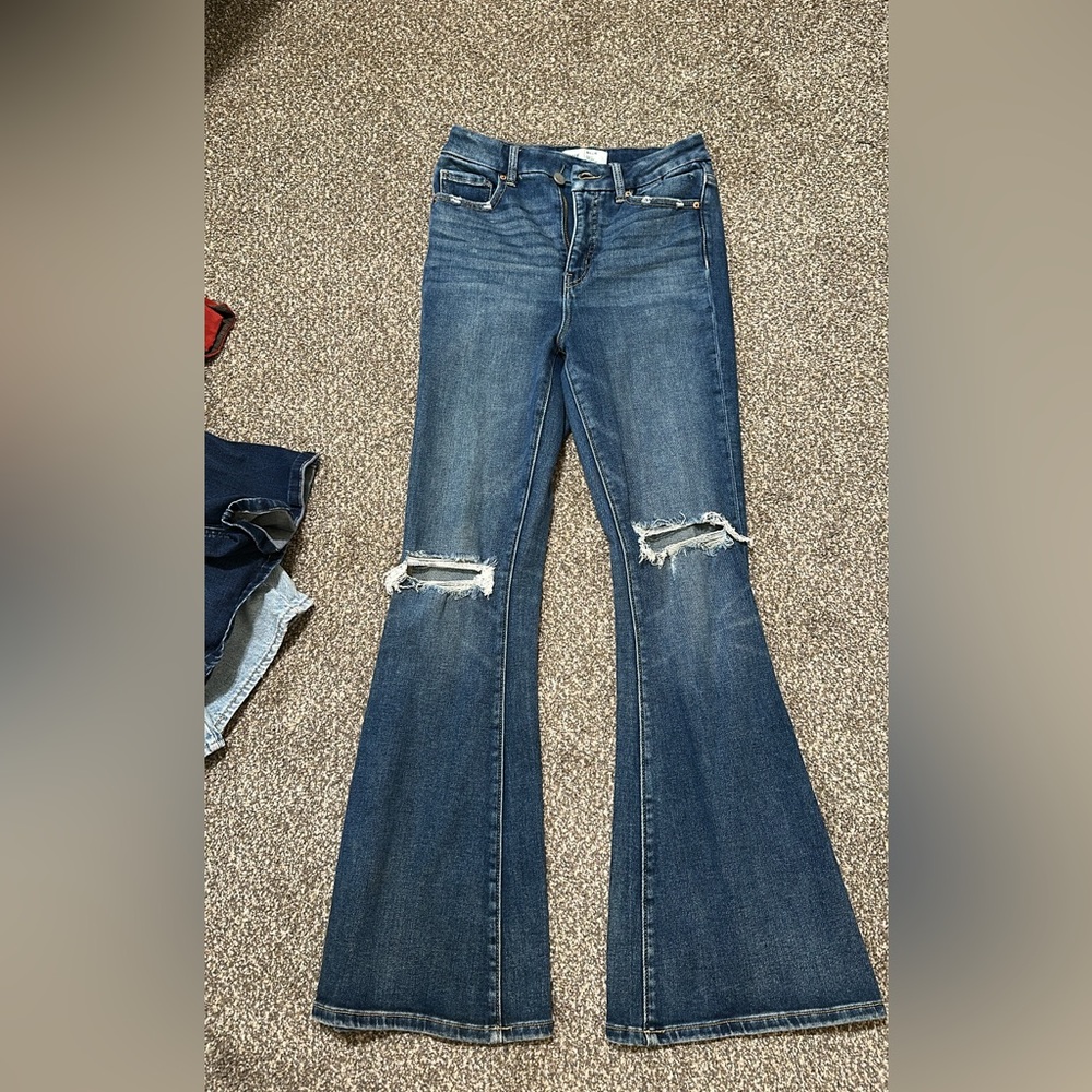 BKE Distressed Blue Flare Jeans